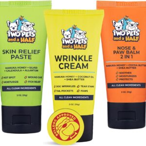 6_Bulldog Skin Care(Pack of 3-6oz)Wrinkle Paste for Bulldog+Dog Paw Balm Dogs & Dog Nose Balm+Skin Soother for Dog-Say Bye To Rash,Redness On French Bulldog &English Bulldog,Pug-Frenchie Dog Accessories