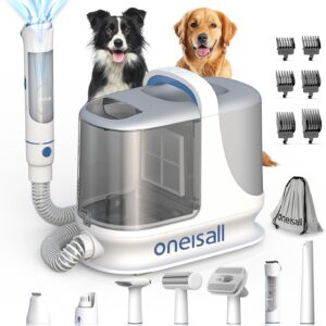 7_oneisall Dog Grooming Vacuum, 13000Pa Powerful Dog Hair Vacuum with Dog Clippers & Shedding Brush 7 Grooming Tools Dog Grooming Kit, 3L Dust Cup Pet Grooming Vacuum Quiet, 3 Suction Levels, BM37_