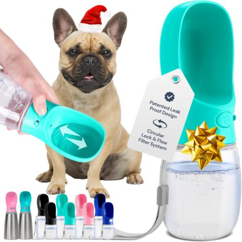 9_MalsiPree Dog Water Bottle Portable – Lightweight Water Bottle for Dogs – Dog Travel Water Bottle with Bowl – Dog Walking Accessories (12OZ, Blue) – Leak Proof Water Bottle for Dog – Pet Water Bottle