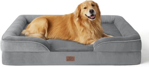 4_Bedsure Orthopedic Dog Bed for Extra Large Dogs – XL Plus Waterproof Dog Sofa Beds, Supportive Foam Pet Couch Bed with Removable Washable Cover, Waterproof Lining and Nonskid Bottom, Grey