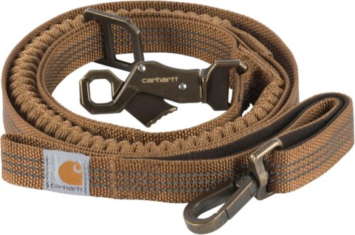 1_Carhartt Shock Absorbing Dog Leash Carhartt Brown/Brushed Brass