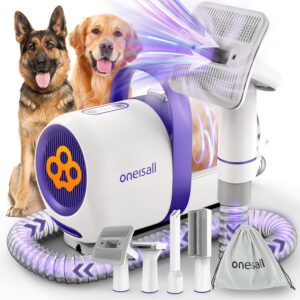 7_oneisall Dog Hair Vacuum & Dog Grooming Kit/Low Noise Dog Grooming Vacuum12kpa,Dog Vacuum for Shedding Grooming for Pet Hair&Home Cleaning