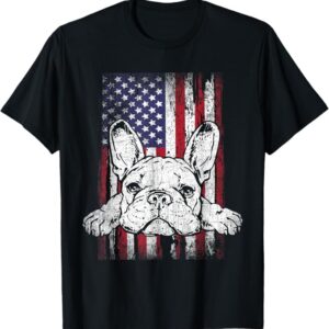 Patriotic French Bulldog American Flag Dog T-Shirt