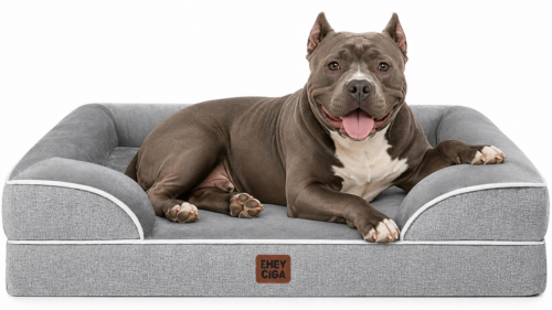 2_Waterproof Orthopedic Foam Dog Beds for Extra Large Dogs, XL Dog Bed with Bolster, Washable Dog Bed Sofa Pet Bed with Removable Cover & Non-Slip Bottom(X-Large,Grey)