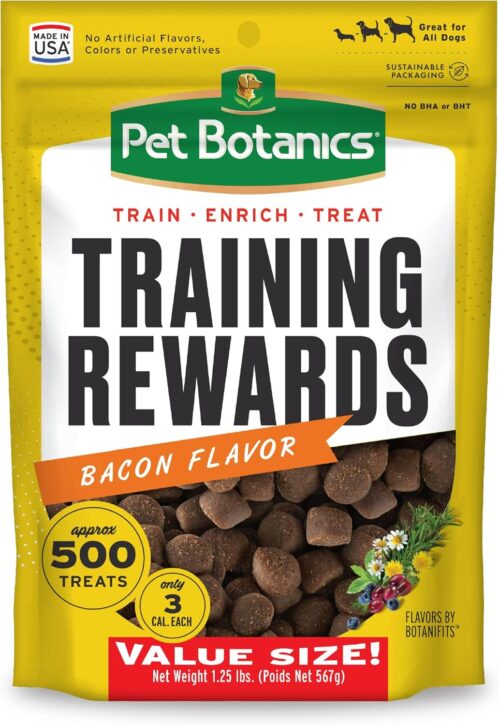 1a_Pet Botanics Training Rewards Treats for Dogs, Made with Real Pork Liver, Focuses, Motivates, Rewards, Speeds Up Learning Curve, No BHA, BHT, Ethoxyquin, Bacon,