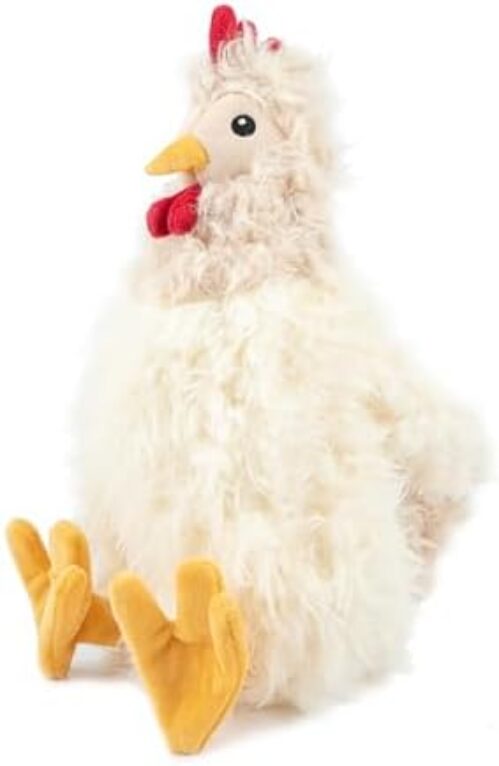 Best Pet Supplies Interactive Squeaky Dog Chew Toy, Ideal Dog Toys for Chewers, Small, Medium & Large Dogs, and Fetch Lovers – Crinkle Chicken (Beige), Large