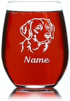 C M Labrador Retriever Dog with Name 17 oz. Custom Stemless Wine Glass - Personalized Lab Dog Themed Gift for Women and Men - Image 4