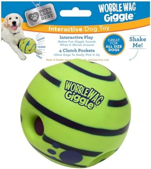 Wobble Wag Giggle Ball | Rolling Enrichment Toy for Fun Playtime, Interactive Play for Indoor or Outdoor, Keeps Dogs & Puppies Large, Medium or Small Busy & Moving, As Seen on TV | Pack of 1