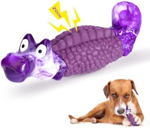 HGB Tough Dog Chew Toys for Aggressive Chewers, Squeaky Indestructible Dog Toy for Large Dogs to Keep Them Busy & Reduce Boredom for Small, Medium, Large Breed, Bacon Flavor