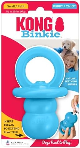 KONG Puppy Binkie - Pacifier Dog Toy for Puppies - Stuffable Treat Chew Toy for Treats - Durable Natural Rubber for Teething Puppy - for Small Puppies - Blue - Image 7