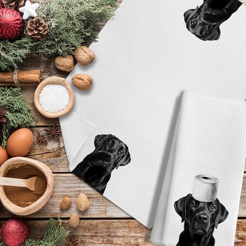 Funny Black Labrador Retriever Hand Towels for Bathroom Decor Set of 2, Black Lab Gifts,Dog Mom Gifts, Dog Bathroom Decor, Funny Kitchen Towels, 16x24 Inches - Image 4