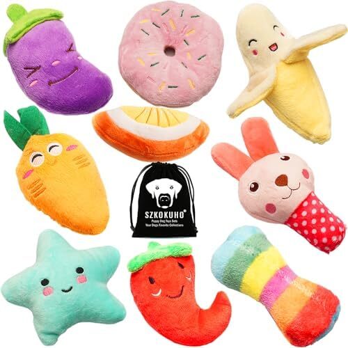 9 Pack Small Dogs Puppy Squeaky Dog Toys,Cute Variety Colors Designs to Bite Anytime, for Small Dogs