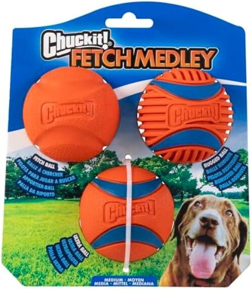 Chuckit! Dog Balls – Interactive Dog Toys, High-Bounce Fetch Ball, Ultra and Rugged Balls, Durable – Size Medium, 2.5-inch Diameter, Set of 3