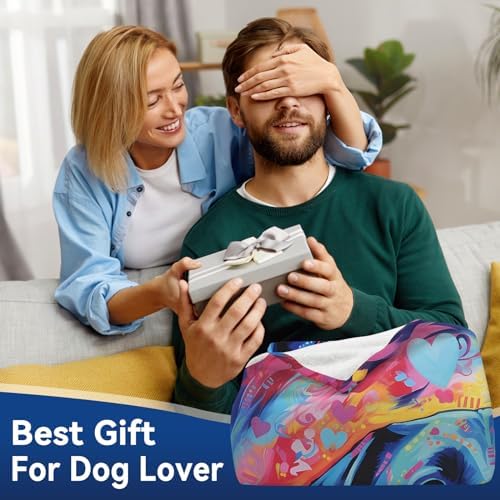 Labrador Retriever Gifts Blanket, Cute Blue Pink Black Labrador Art Blanket, Lab Dog Lovers Gifts, Plush Throw Blanket, 50"x40" - Image 6