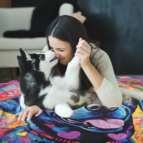 Labrador Retriever Gifts Blanket, Cute Blue Pink Black Labrador Art Blanket, Lab Dog Lovers Gifts, Plush Throw Blanket, 50"x40" - Image 5