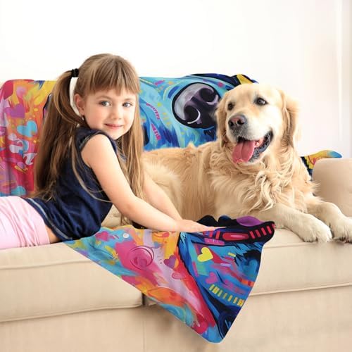 Labrador Retriever Gifts Blanket, Cute Blue Pink Black Labrador Art Blanket, Lab Dog Lovers Gifts, Plush Throw Blanket, 50"x40" - Image 4