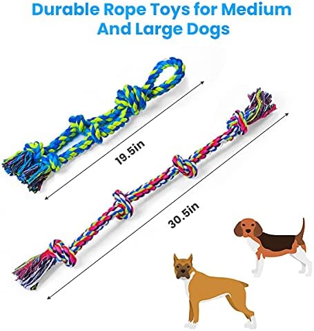 Feeko Heavy Duty Dog Rope Toys for Large Breed Aggressive Chewers, 2 Pack Indestructible Teeth Cleaning Tug of War Toy - Image 6