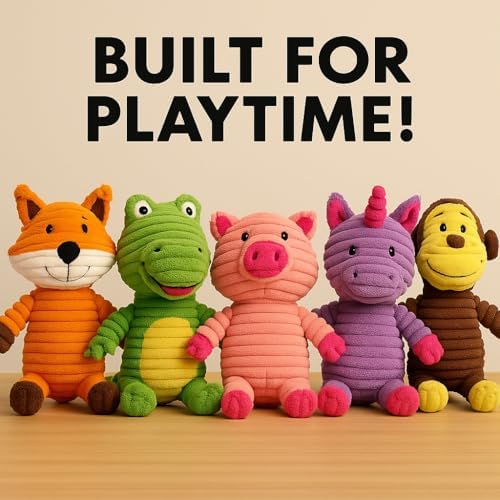 Jalousie Plush Toys Assortment Value Bundle Puppy Pet Mutt Squeak Toy for Medium Large Dogs (5 Pack Corduroy) - Image 7