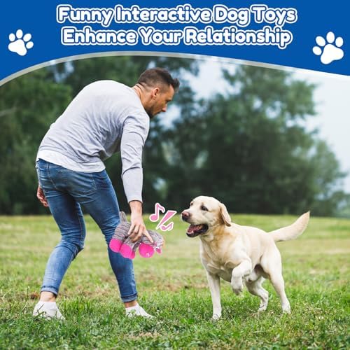 Plush Chew Toys for Large Dogs, Tough Crinkle Stuffed Animal Squeaky Interactive Toys for Small Medium Large Dogs, Keep Them Busy, Big Pet Toys - Image 3