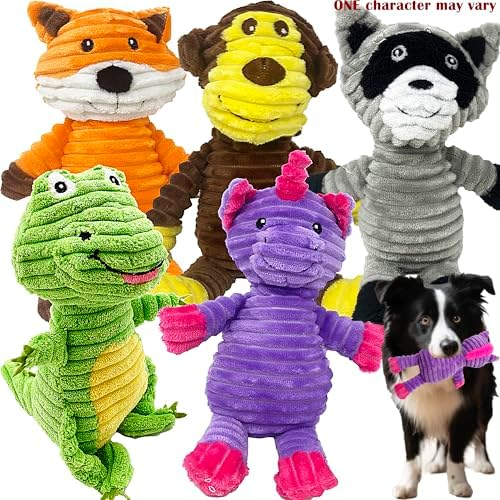 Jalousie Plush Toys Assortment Value Bundle Puppy Pet Mutt Squeak Toy for Medium Large Dogs (5 Pack Corduroy) - Image 9