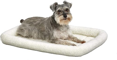 MidWest Homes for Pets QuietTime Dog Bed – White Fleece Bolster, Ultra-Soft and Machine Washable, Fits 30-Inch Crates and Carriers
