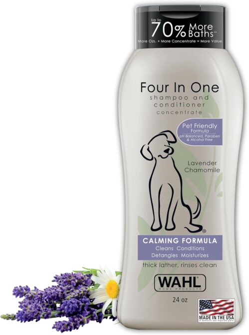 4_Wahl USA 4-in-1 Calming Dog Shampoo with Lavender Chamomile Scent – Cleans, Conditions, Detangles, & Moisturizes