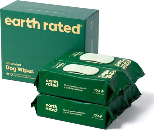 4_Earth Rated Pet Wipes for Dogs and Cats, Hypoallergenic, Cleaning and Hydrating, for Grooming Paws, Body and Butt, Unscented