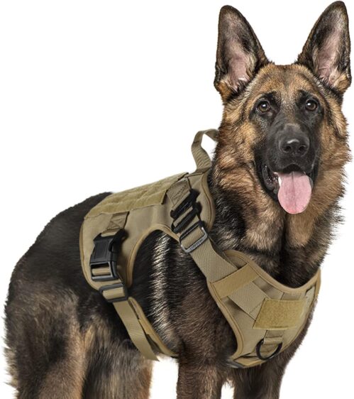 1_rabbitgoo Tactical Dog Harness for Large, Heavy Duty Pet Harness with Handle, No-Pull Service Vest Large Breed, Adjustable Military Dog Vest for Training Hunting Walking