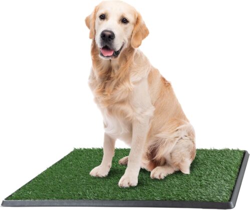 PETMAKER Artificial Grass Puppy Pee Pad for Dogs and Small Pets with Tray – 20×30 inches Washable 3-Layer Reusable Indoor Dog Potty Grass Training Pad, Easy Clean Pet Housebreaking Potty Solution