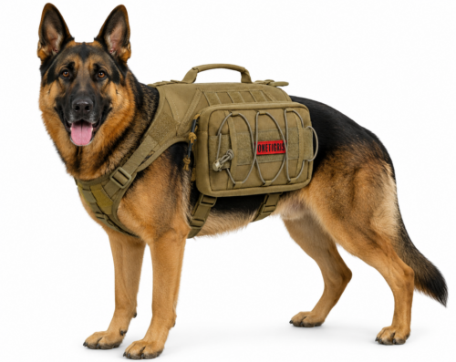 5_OneTigris Dog Backpack for Medium & Large Dogs, Nylon Backpack for Dogs Tactical Pet Backpack with Side Pockets for Hiking Walking Training Running