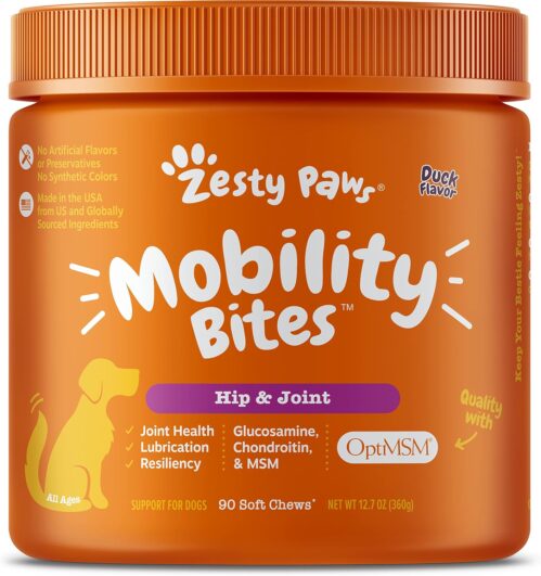 Mobility Bites for Dogs, Hip and Joint, All Ages, Duck, 90 Soft Chews