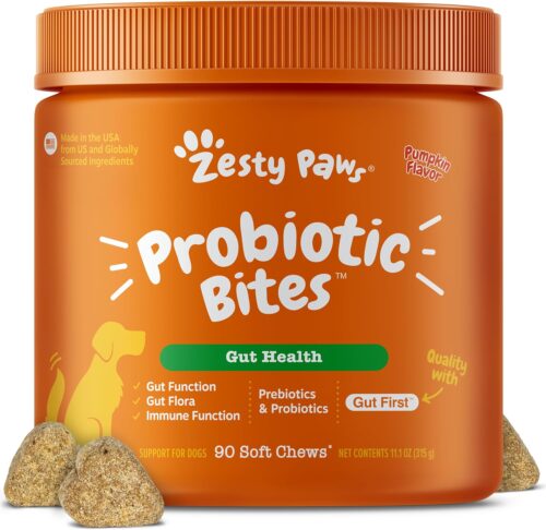 Zesty Paws Probiotics for Dogs – Digestive Enzymes for Gut Flora, Digestive Health, Diarrhea & Bowel Support – Clinically Studied