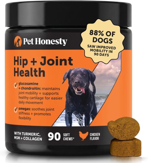 Hip + Joint Supplement for Dogs with Glucosamine Chondroitin – MSM, Turmeric & Collagen Soft Chews – Joint Function, Stiffness, and Mobility Support, May Reduce Occasional Discomfort