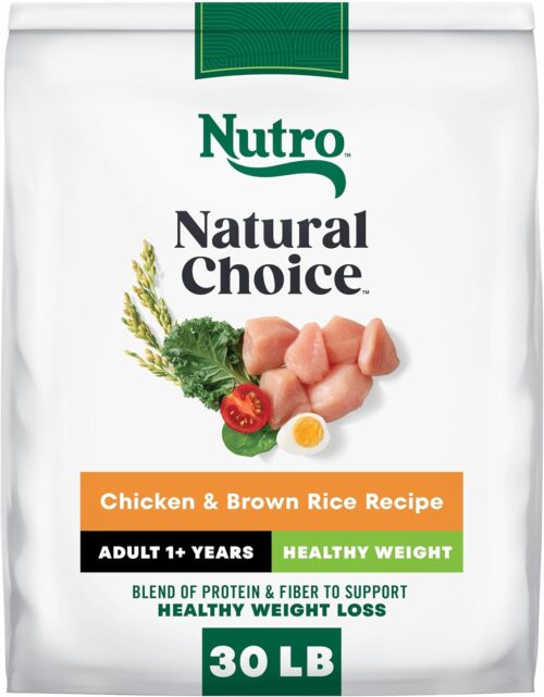 Nutro Natural Choice Healthy Weight Dry Dog Food, Chicken & Rice, 30 lb | Non-GMO, Chicken #1 ingredient, no corn, wheat, soy, supports weight loss, skin & coat, digestive & immune health