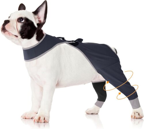 Adjustable Dog Hind Leg Knee Brace, Breathable Anti-Licking Recovery Sleeve, Easy On/Off for Post Surgery, Wound Healing & Joint Support, Comfortable Protective Wrap for Dogs, Rear Both Leg