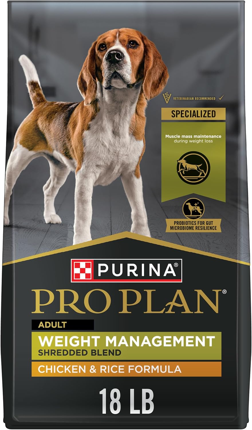 Purina Pro Plan Weight Management Dog Food Dry, Shredded Blend Chicken and Rice Formula