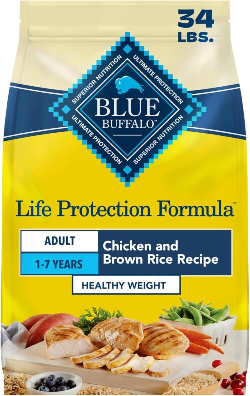 Blue Buffalo Life Protection Formula Healthy Weight Chicken Dog Food, 34 lb | Real Chicken #1 Ingredient, Promotes Lean Muscles & Weight Control, Supports Immunity with Antioxidant-Rich LifeSource Bits