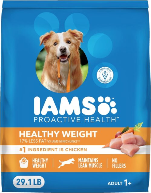 IAMS Proactive Health Healthy Weight Dry Dog Food, Chicken, 29.1 lb | Real chicken #1 ingredient, L-Carnitine for metabolism, strong muscles, no fillers or artificial flavors, vet-recommended