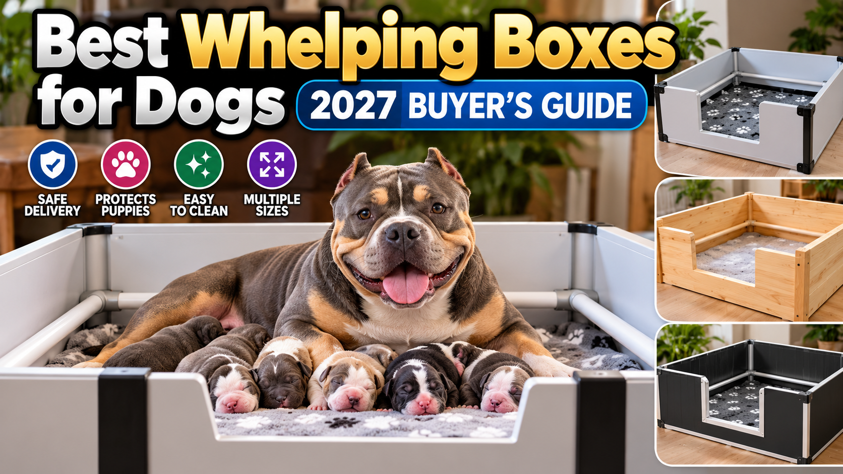 Best whelping boxes for dogs in 2027 featuring safe, comfortable whelping enclosures for mother dogs and newborn puppies.