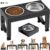 5_Elevated Dog Bowls Large Breed Raised Dogs Bowl Stand Large/Medium Sized Dog Stainless Steel Food Water Bowl Stands 5 Heights Adjustable 9/11/12/14in Black Pet Feeder Dish Station